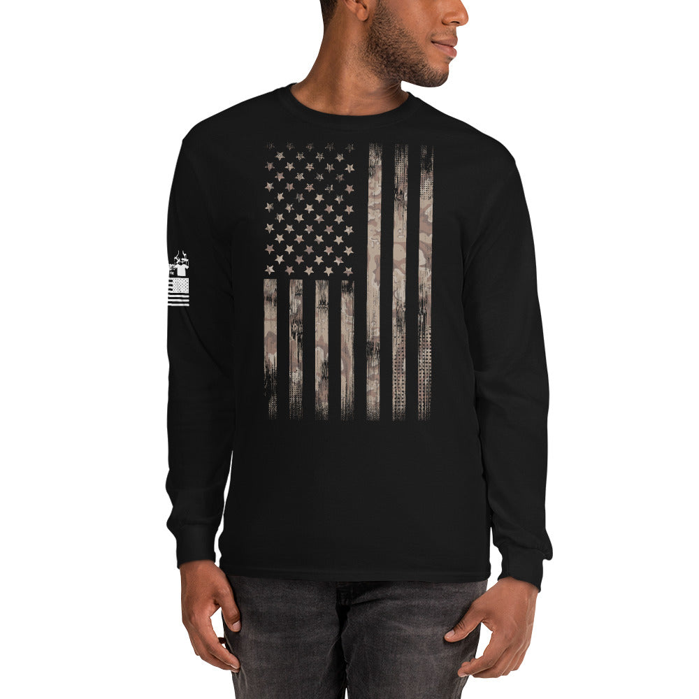 Desert Camo Flag - Long Sleeve Shirt | TheShirtfather