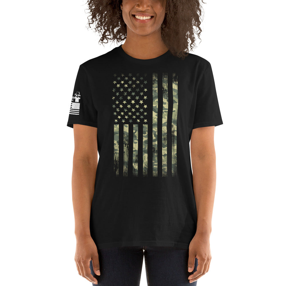 Camo USA Flag -  Basic T-Shirt (unisex) | TheShirtfather