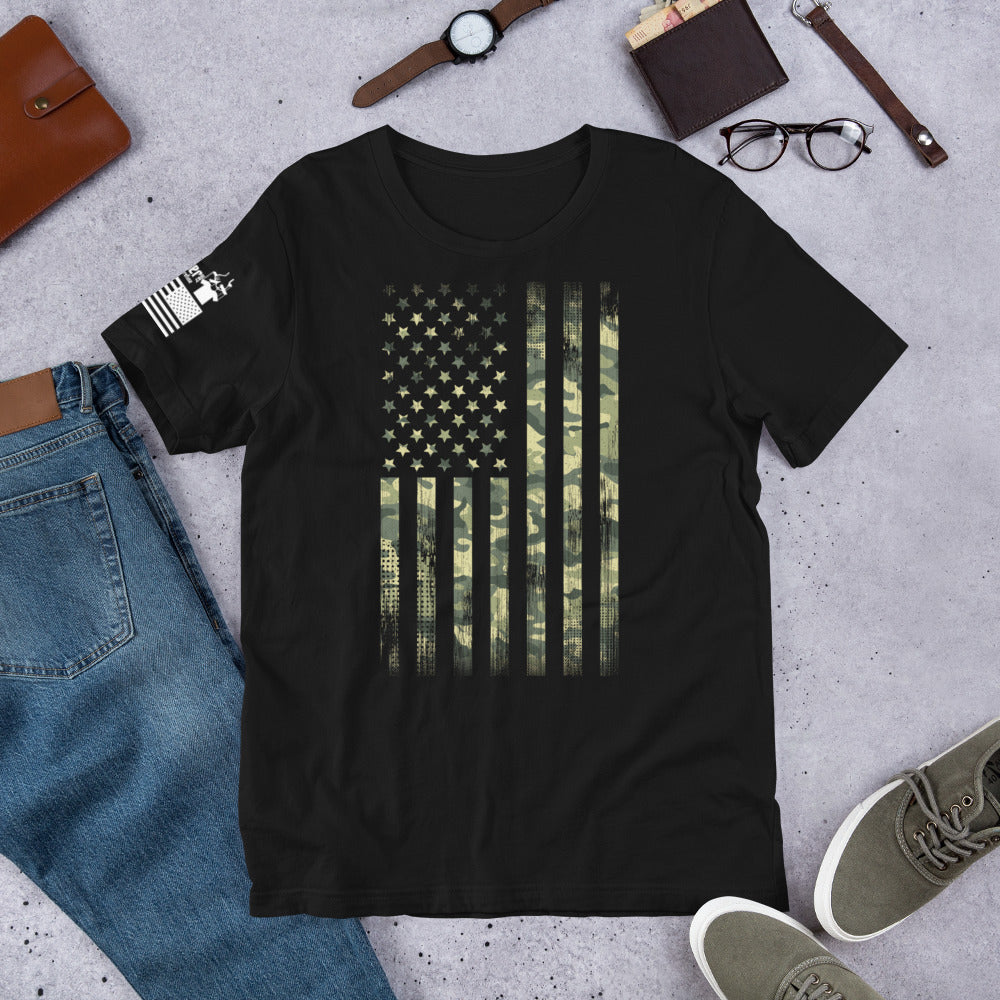 Camo USA Flag - Premium T-Shirt (unisex) | TheShirtfather