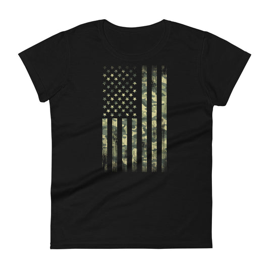 Camo USA Flag - Women's T-Shirt | TheShirtfather